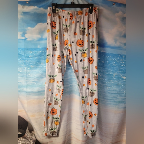 Star Wars Slumber NWOT Grogu Baby Yoda Pumpkin Halloween Lounge Pants Size Mediu - Picture 1 of 3